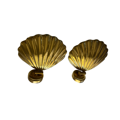 Pair of Large Vintage Brass Shell Wall Lights