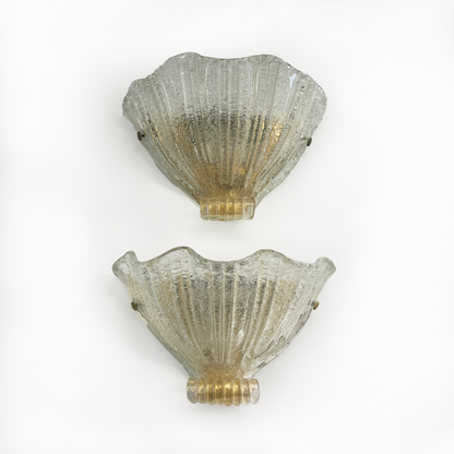 Large Shell Shaped Murano Glass Sconce - 2 Available