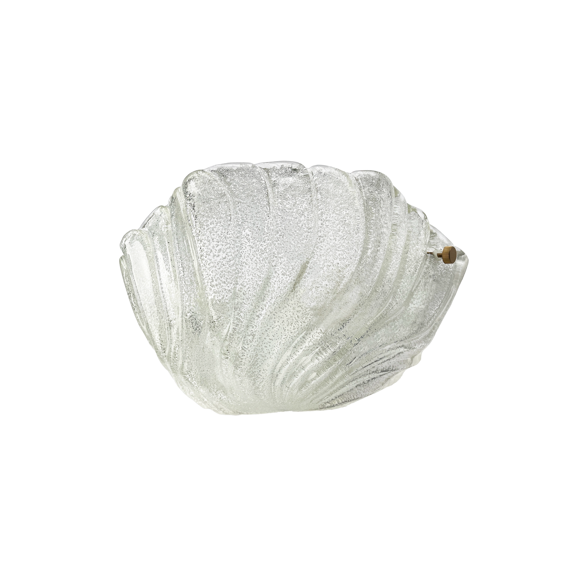 Close-up of hand-blown Murano glass with fluid undulating surface on crescent sconce