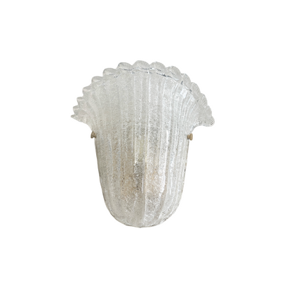 Clear Murano glass sconce with ribbing and frill