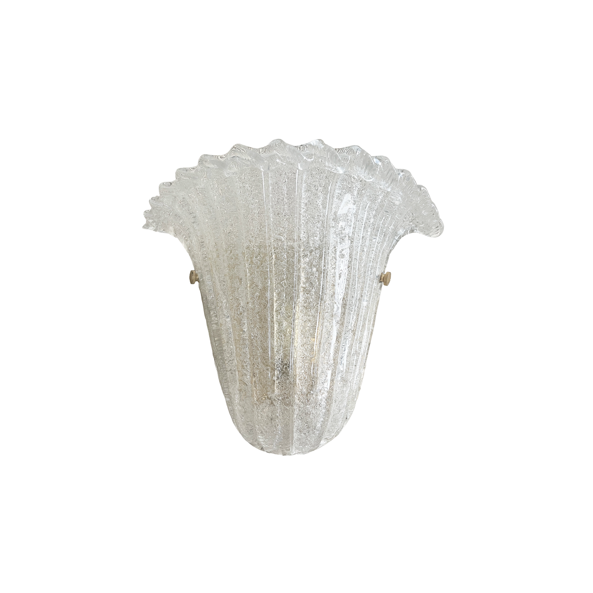 Clear Murano glass sconce with ribbing and frill