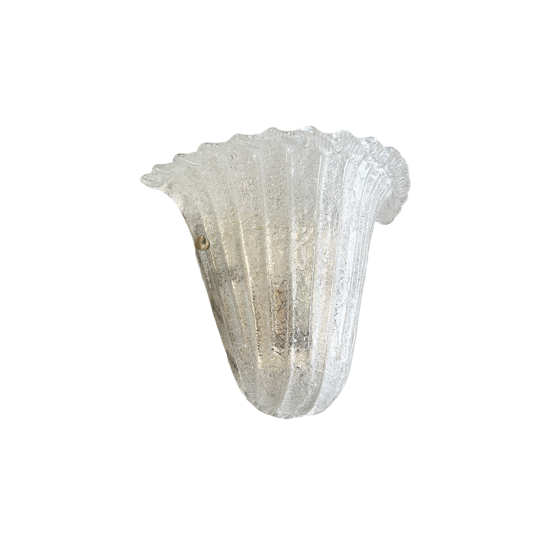 Clear Murano glass sconce with ribbing and frill