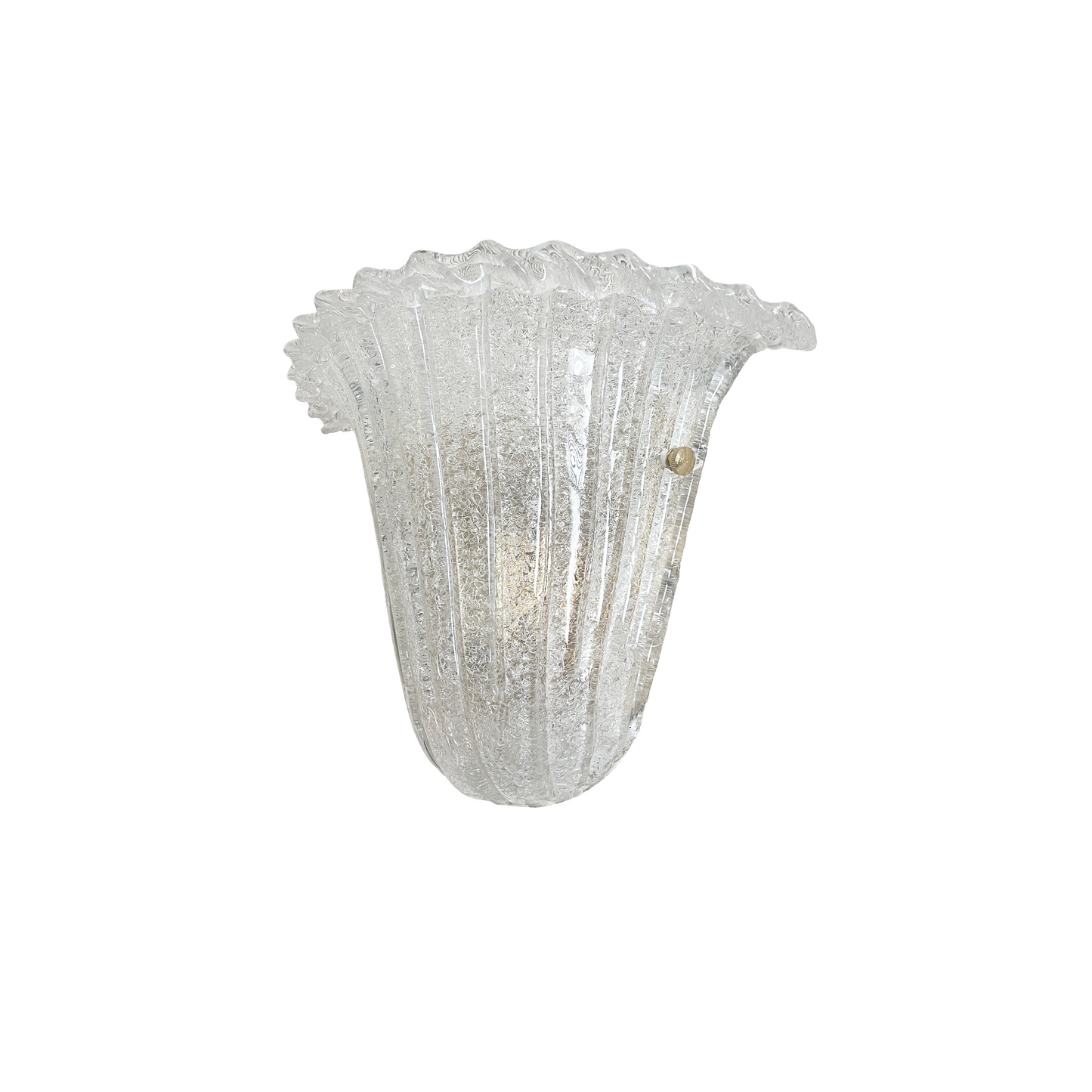 Clear Murano glass sconce with ribbing and frill