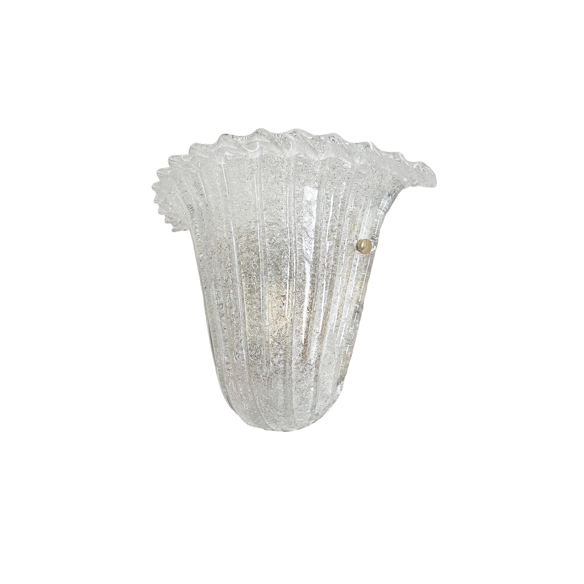 Clear Murano glass sconce with ribbing and frill