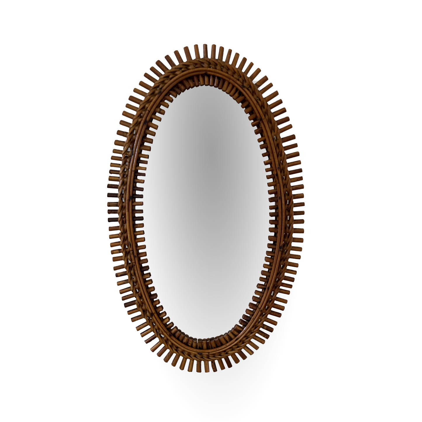 Vintage Oval Rattan Mirror by Marco Minbre for Bonacina