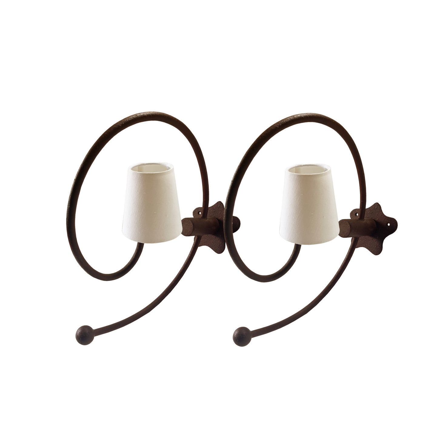 Pair of Pescatore Brown Iron Helix Wall Lights