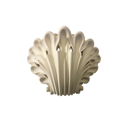 1970s French plaster wall sconce with hand-carved acanthus leaf design, vintage lighting