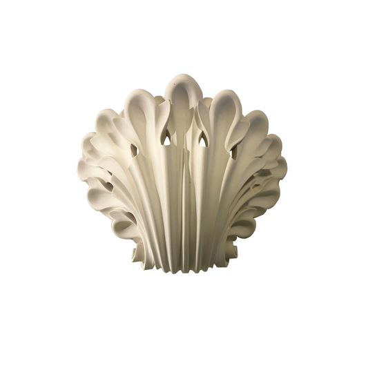 1970s French plaster wall sconce with hand-carved acanthus leaf design, vintage lighting