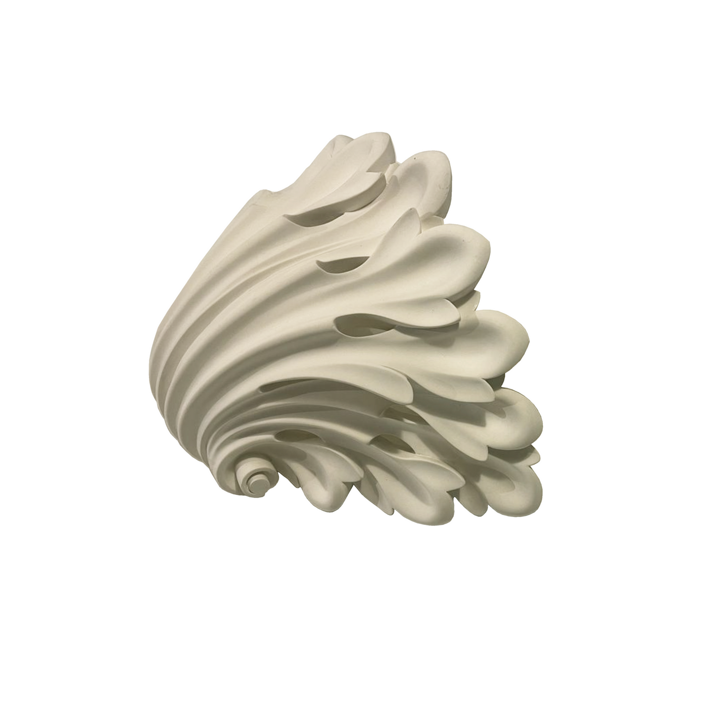 Close-up detail of acanthus leaf carving texture on French plaster sconce