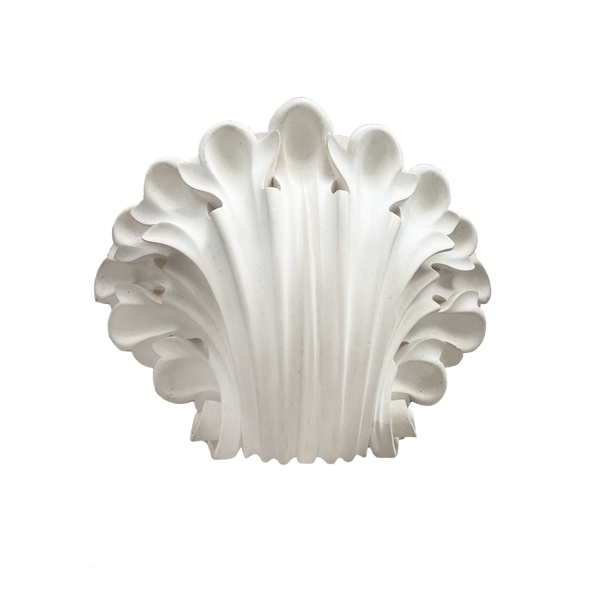 Upwards view of the acanthus plaster leaf carving texture on its side, vintage lighting