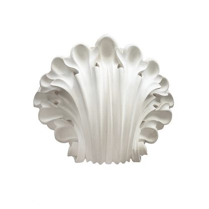 Upwards view of the acanthus plaster leaf carving texture on its side, vintage lighting