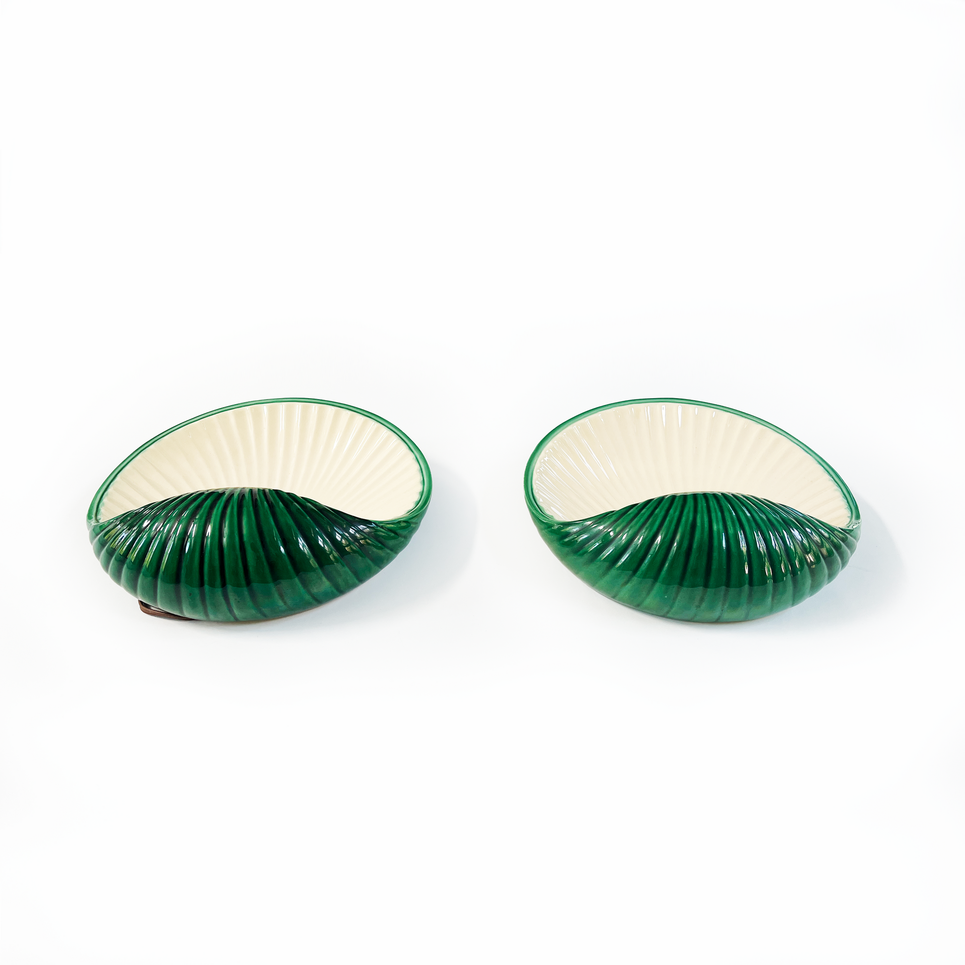 Pair of Green Ceramic Shell Shaped Sconces - alternate angle