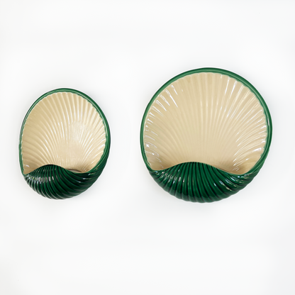 Pair of Green Ceramic Shell Shaped Sconces - view 6