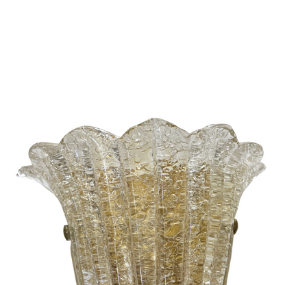 Pair of Murano Graniglia Glass Scalloped Sconces - 2 Pairs Available