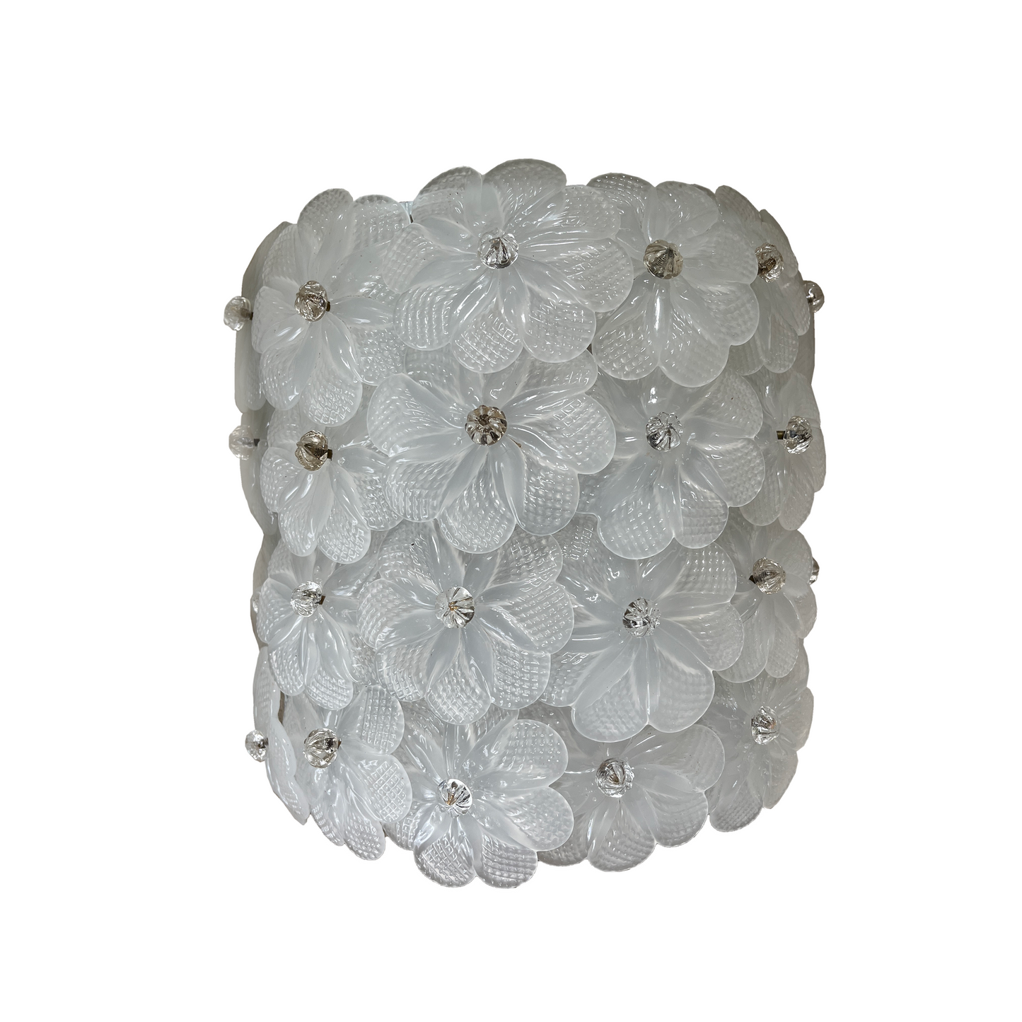 Pair of Seguso Opaque White Flower Sconces