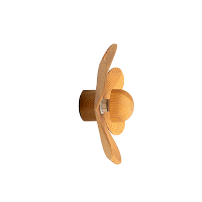 Vintage Swedish Flower Wall Light in Pine