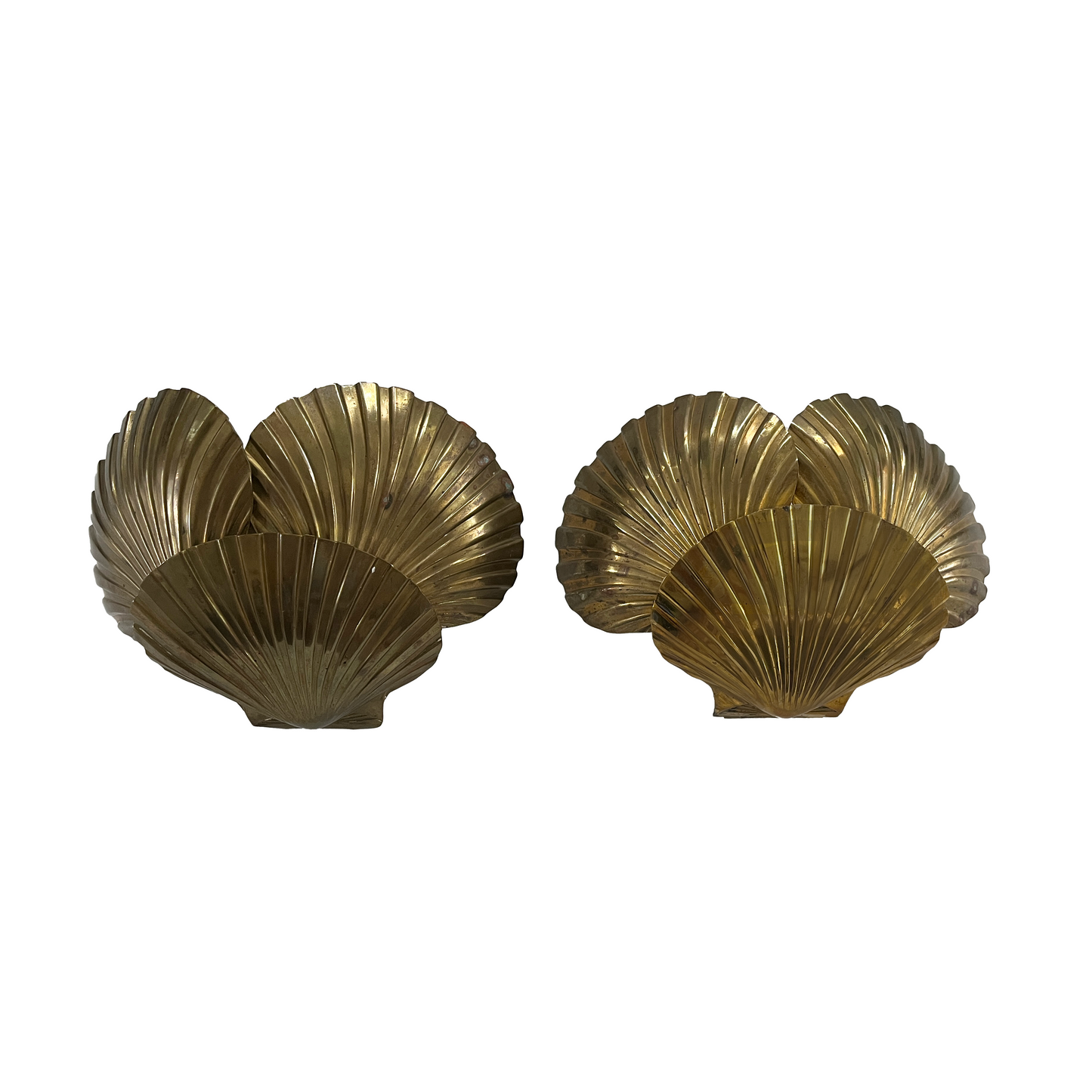 Pair of Vintage Brass Scallop Sconces