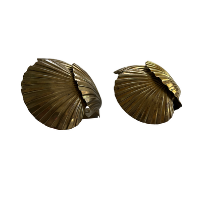 Pair of Vintage Brass Scallop Sconces