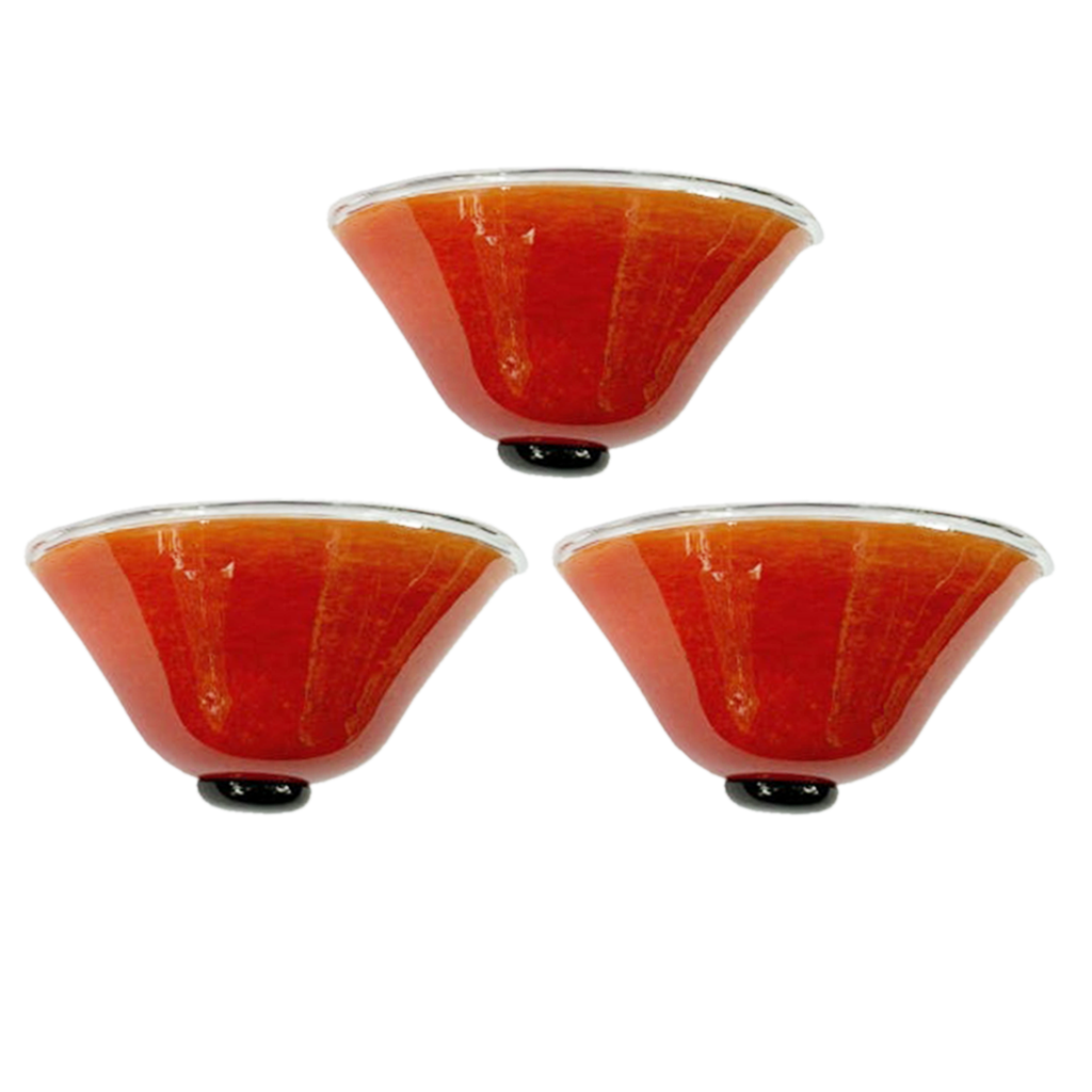 Barovier & Toso amber-red Murano glass wall light with clear glass rim and black base, 1990s Italian