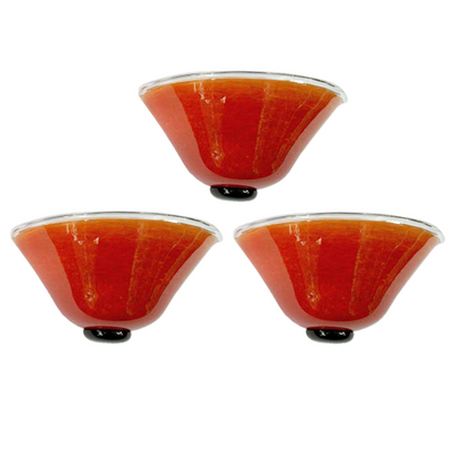 Barovier & Toso amber-red Murano glass wall light with clear glass rim and black base, 1990s Italian