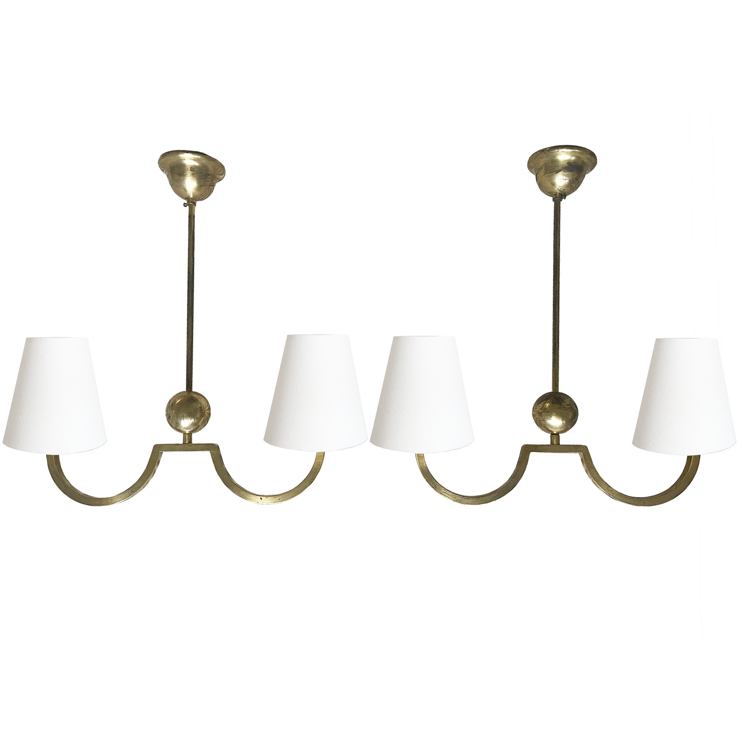 Twin Arm Brass Ball Pendant Light - 2 Available - detail view