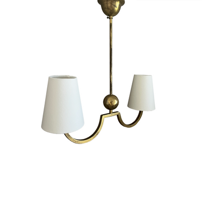 Twin Arm Brass Ball Pendant Light - 2 Available - alternate angle