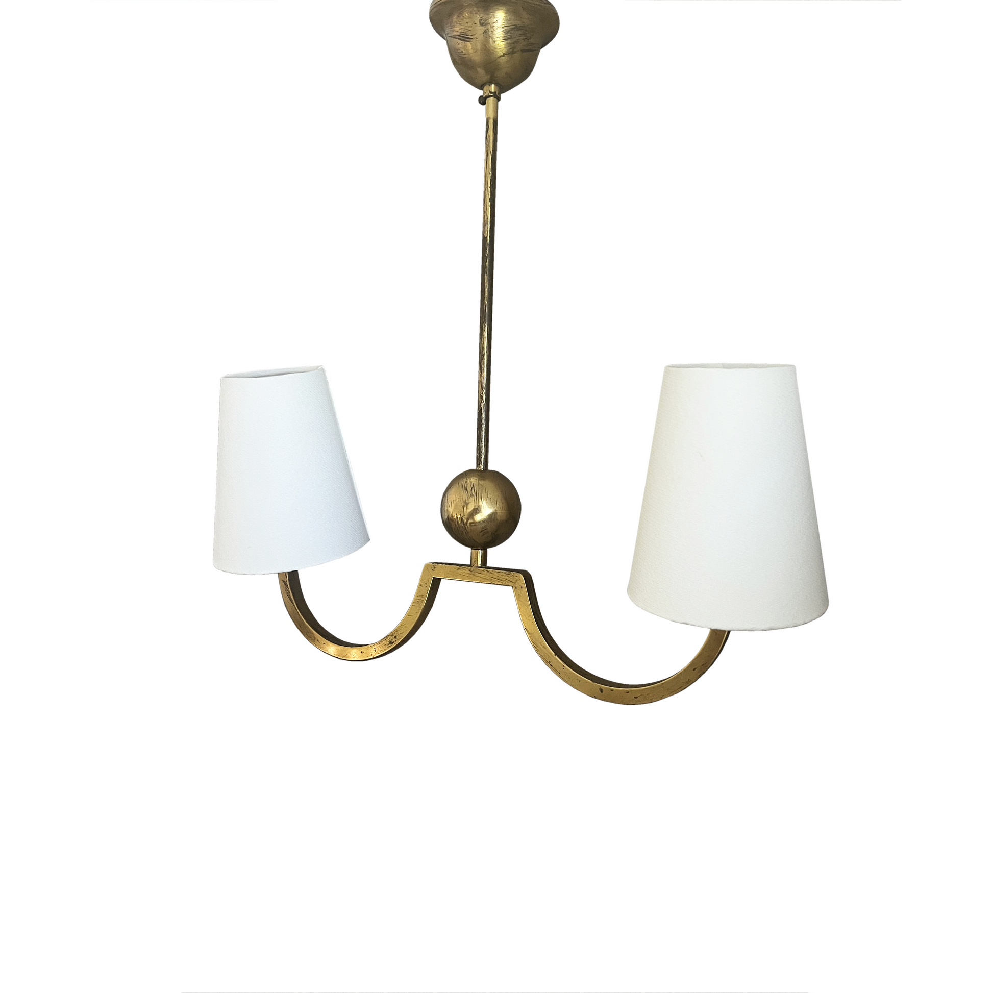 Twin Arm Brass Ball Pendant Light - 2 Available - close up