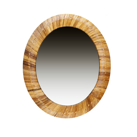 Vintage Woven Bamboo Mirror by Vivai Del Sud