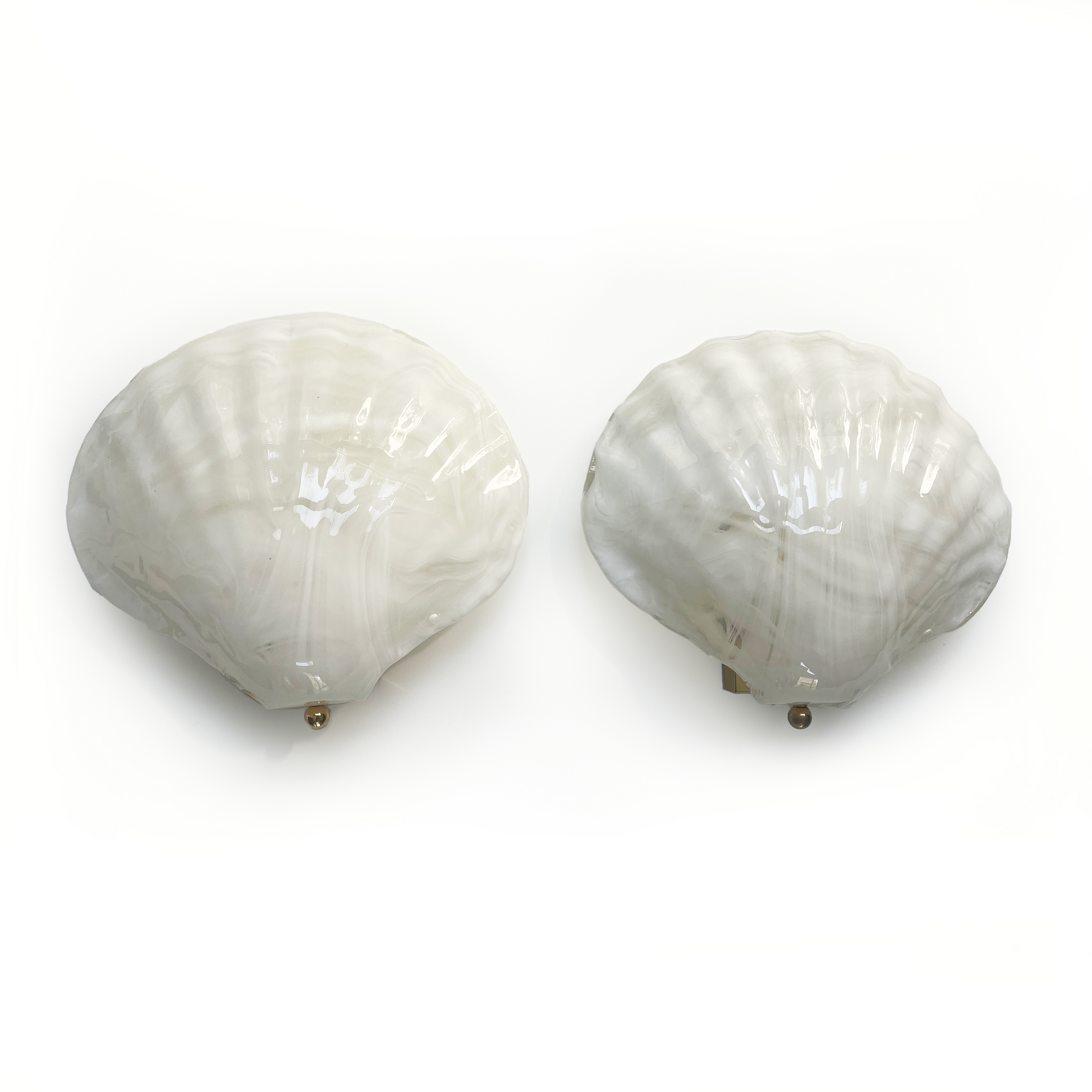 Pair of Vintage White Murano Shell Wall Lights by La Murrina - 2 Pairs Available