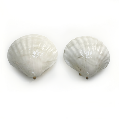 Pair of Vintage White Murano Shell Wall Lights by La Murrina - 2 Pairs Available